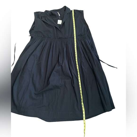 FREE PEOPLE Black Collared Cotton Linen Blend Midi Dress New With Tags - Picture 10 of 10